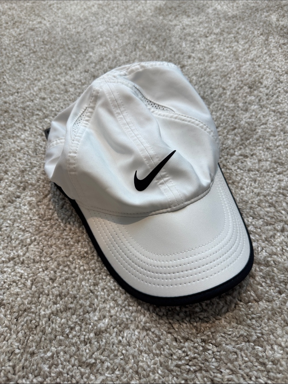 Kiawah Island Nike DRI-FIT White Cap with Black Swoosh and Trim